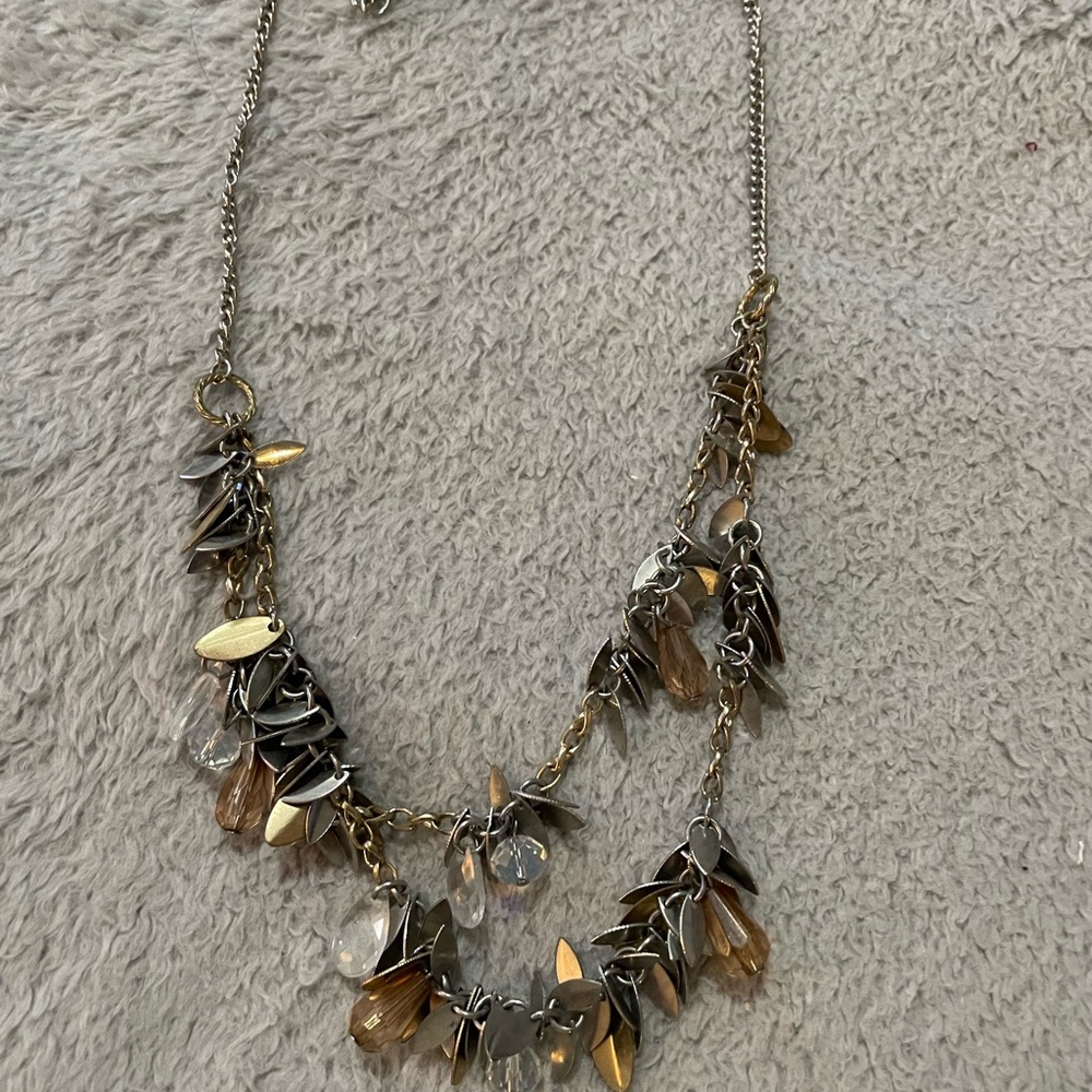 LOFT Gold and Silver Necklace with Layered Charms